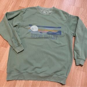 Aerie Olive Green 'River Valley' Graphic Crewneck